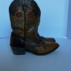 Dan Post Bluebird Youth Sz 3 Snip Toe Leather Western Cowboy Boots